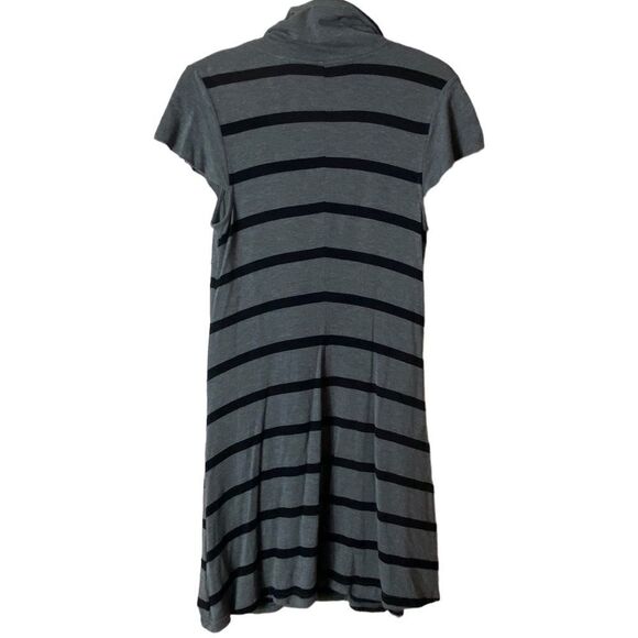 Kensie Wm’s Sz Med Gray Black Striped Comfy Flowy Slouchy Pockets Mini Dress - Picture 5 of 7